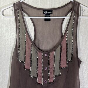 wet seal Brown beaded tank top bottom down Size S